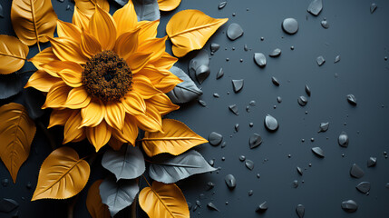 sunflower on a wooden background
