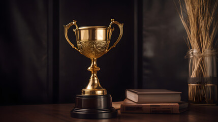 golden trophy with a plaque reading Financial Success Awa generative AI