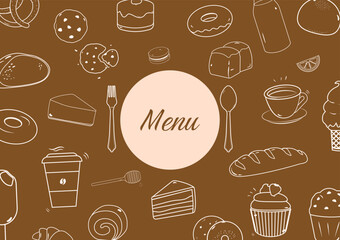Bakery menu on brown background