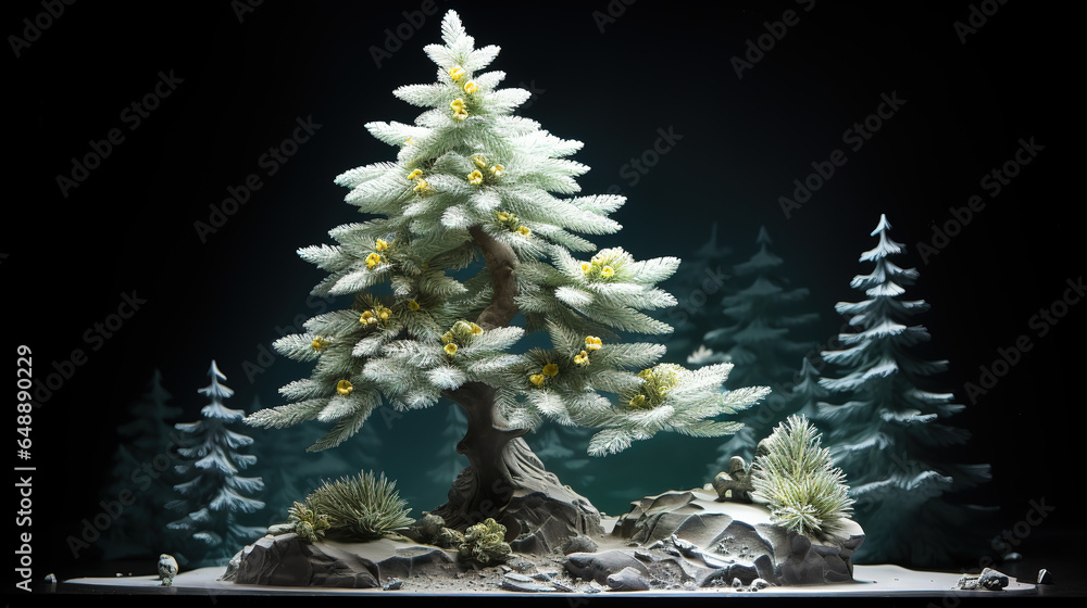 Aufkleber front view of cupcake with christmas tree frosting. generative ai