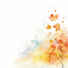 Obraz na płótnie Canvas Abstract art autumn background with watercolor flowers, birch leaves. Watercolor natural art perfect for fall festival decorative design, header, banner, web, wall decor, cards. jpg