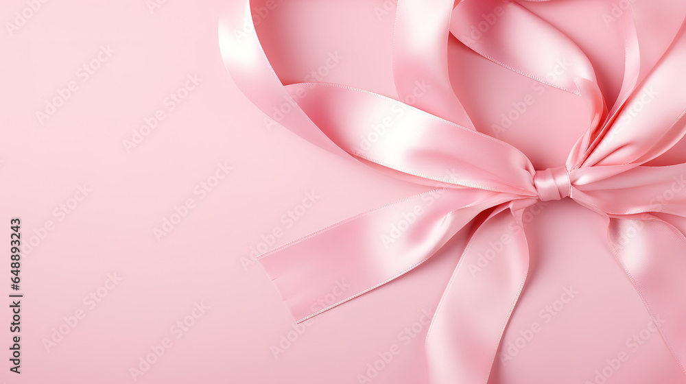 Poster top view photo of empty circle with pastel ribbons. generative ai