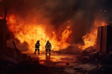 Firefighters extinguish a burning fire