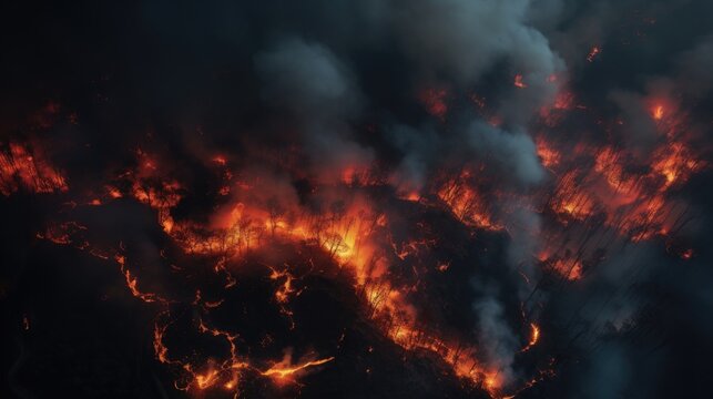Forest fire top view