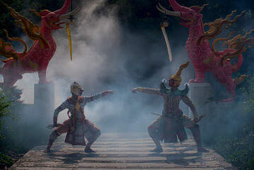 KHON DANCING (THOTSAKAN), PERFORMERS of one of Thailand's most highly regarded dances are keeping...