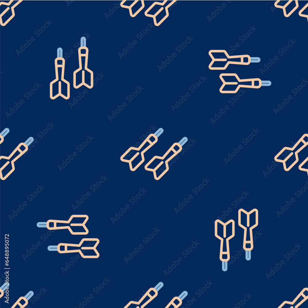 Poster line dart arrow icon isolated seamless pattern on blue background. vector