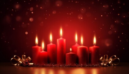 Christmas candles and decorations, banner, AI generated