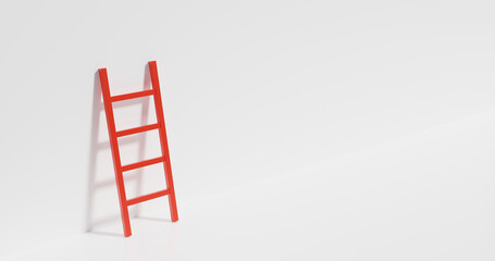 a simple red staircase up from scratch with a shadow on a white background, 3d rendering