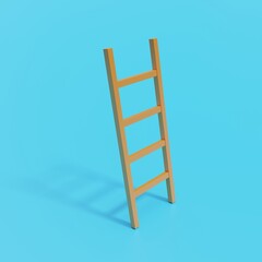 a simple staircase up from scratch with a shadow on a blue background, the concept of striving for success, 3d rendering