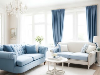 modern living room interior light blue color sofa