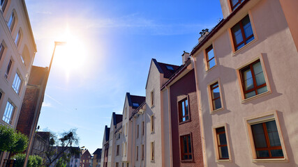 A modern tenement house in the city.