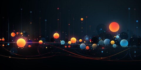 mesmerizing interplay of light lines and circles on black background, Generative AI