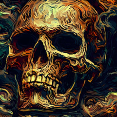 Skull in flames