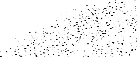 Small uneven spots and particles of debris. Abstract vector texture.  Distressed uneven background. Grunge texture overlay with fine grains isolated on white background. Vector illustration. EPS10.