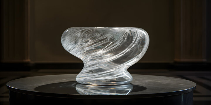 glass sculpture on a marble pedestal three generative AI