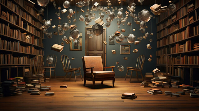 an enchanting photo featuring levitating objects, from everyday items like chairs and books to extraordinary elements like floating crystals and levitating animals, shot with exceptional © alhaitham