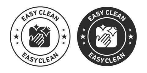 Easy Clean Icons set in black filled and outlined.