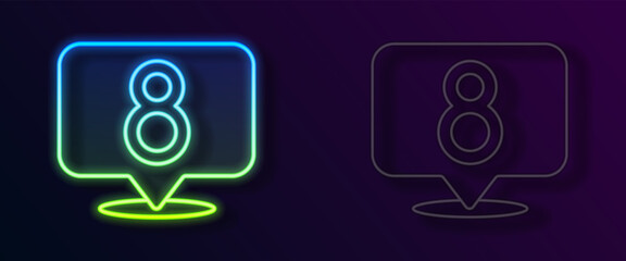 Glowing neon line 8 March icon isolated on black background. International Happy Women Day. Vector