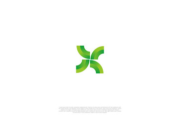 Abstract Green Leaf nature environtment element logo design. Power energy ecology sustainability. Vector Concept illustration.
