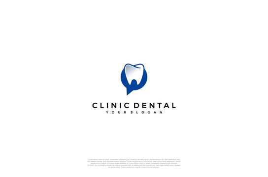 Clinic dental logo designs. Tooth and chat abstract icons, dentist stomatology medical doctor. Vector concept
