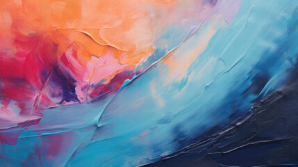 Abstract oil painting on canvas featuring bold and dynamic brush strokes that create a sense of...