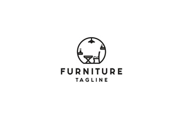 Simple luxury furniture line logo template design