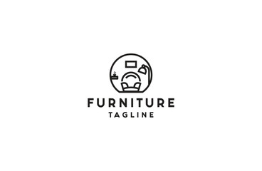 Simple luxury furniture line logo template design