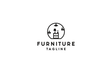 Fototapeta premium Simple luxury furniture line logo template design