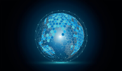 Global network connection and communication technology.Global network background.social network.