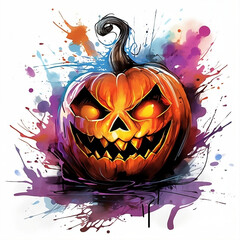 Colourful sketch of a Halloween Pumpkin