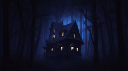 Fototapeta na wymiar Spooky Night Forest for Halloween Projects
