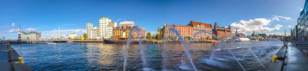 Rolgordijnen City of Malmo waterfront and lighthouse panoramic view © xbrchx