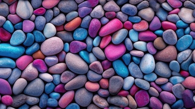 Top-View Neon River Stones. Ideal Background or Pebbles for Your Project