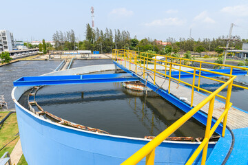 Aerated pool wastewater treatment system in industrial plants. environmental science and reuse waste water