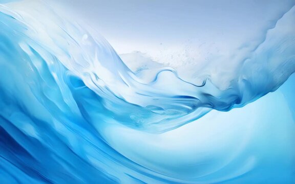 The close up blue water splash with bubbles. Sea life concept. Generative AI