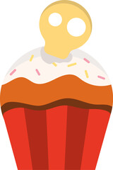 chocolate halloween muffin. sweet dessert tasty cupcake, party birthday holiday muffin. vector cartoon minimalistic items.