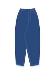 Denim female skirt concept. Womans fashion, trend and style. Accessory, wear and apparel. Poster or banner for website. Cartoon flat vector illustration isolated on white background
