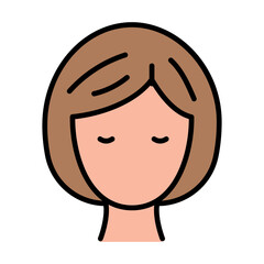 Woman face color icon. Young and healthy skin. Simple style illustration. Lady. Woman avatar. Flat symbol. Beauty procedures. Beauty parlor services. Cosmetology. Women care. Beautician services