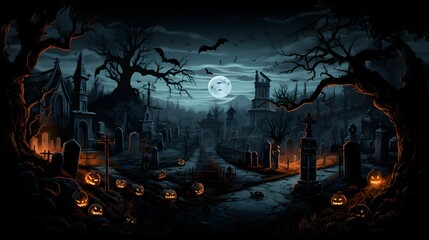 Obraz premium halloween graveyard scene