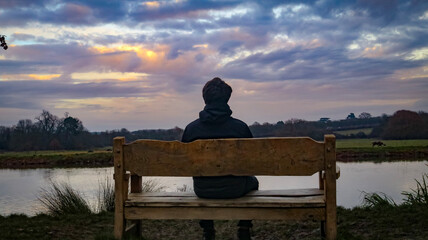 The Blue outdoor sky from a bench