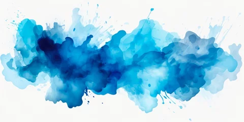  Blue Paint Splash Watercolor Illustration with Abstract Hand Dripped Texture © AIGen
