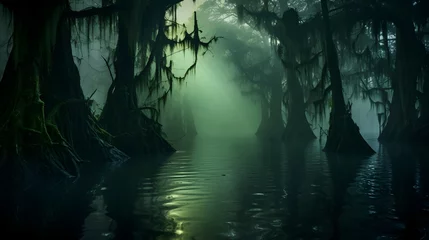 Foto op Plexiglas haunted swamp in the dark © Rax Qiu