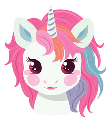  Cute baby unicorn with beautiful pink hair sticker