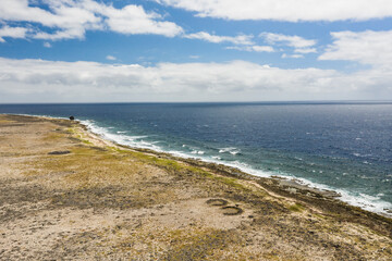 Aerial view of a picturesque small island in the Caribbean