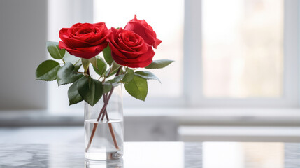 Elegant rose in a glass vase, timeless beauty in simplicity.