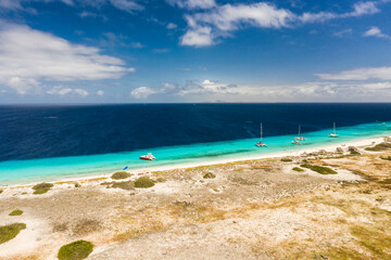 Aerial view of a picturesque small island in the Caribbean