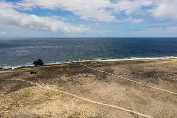 Aerial view of a picturesque small island in the Caribbean