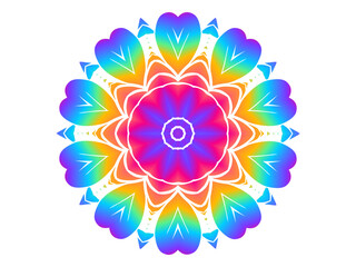 Beautiful colourful caleidoscope gradient flower petals art pattern