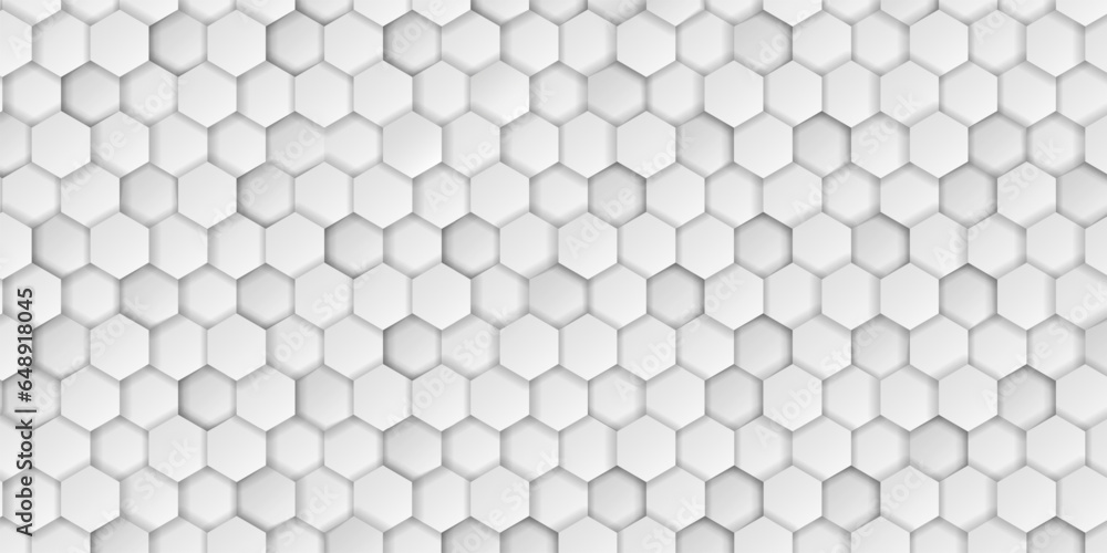 Poster hexagon seamless pattern. interior wallpaper or tile minimal ornament. honeycomb hive 3d texture. wh