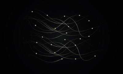 
Vector abstract art with gold, wave line pattern, light shiny, texture on black background. Luxury illustration, modern graphic design wallpaper, banner.
